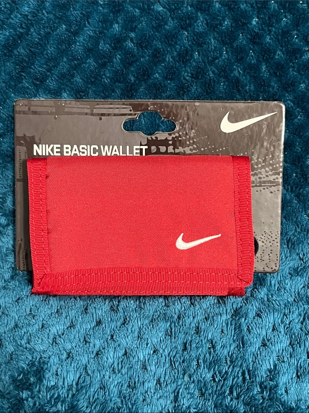 Nike Red Tri-Fold Wallet with White Swoosh
